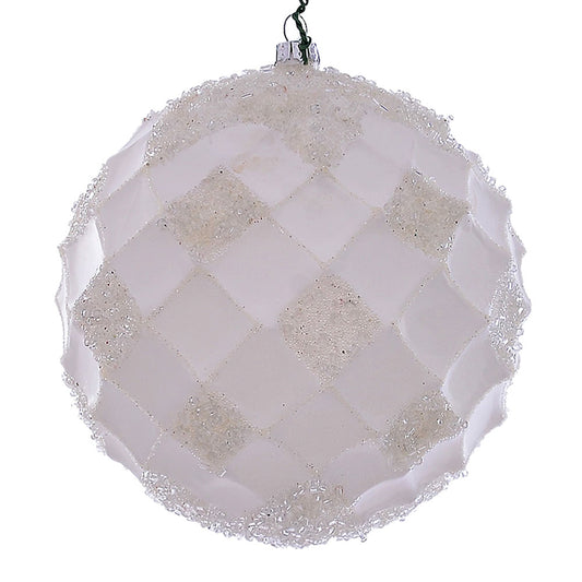 Vickerman 4.75" White Net Beaded Ball 3 per Bag