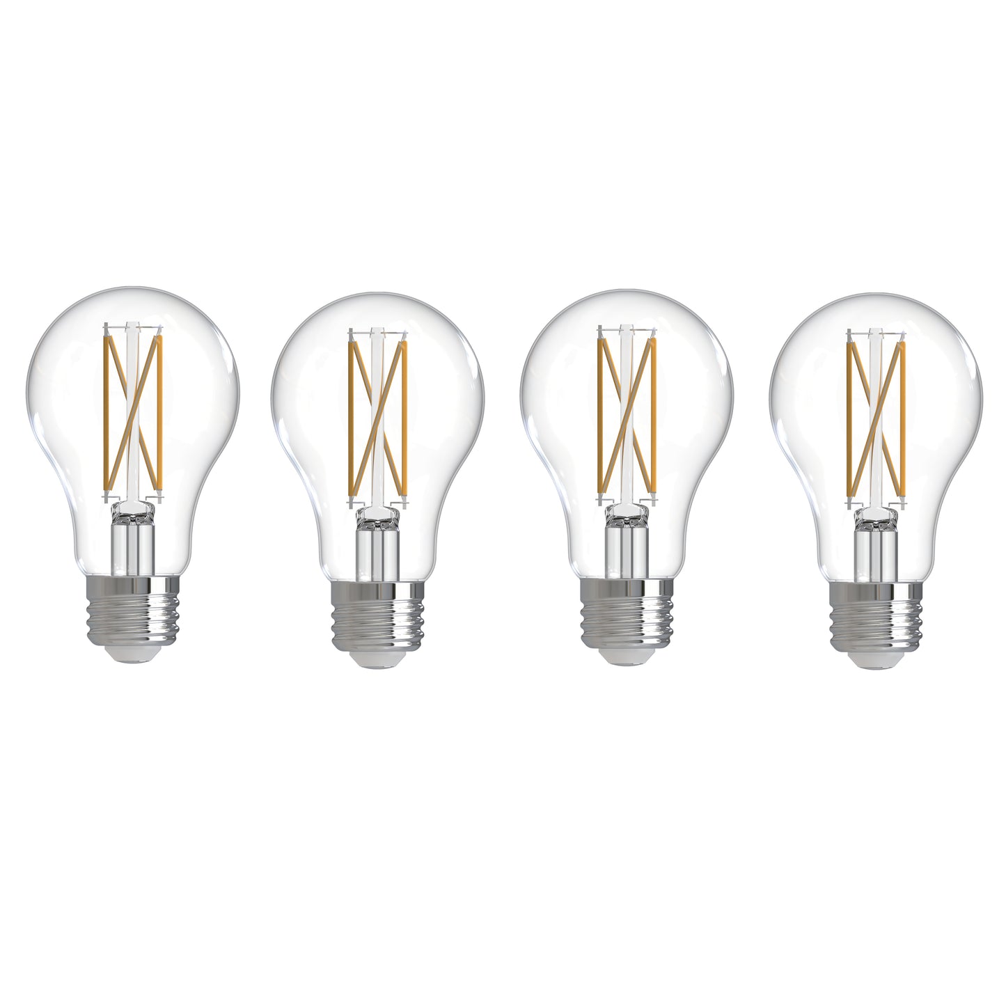 Bulbrite 776228 LED Filament Pack of 4, 7.6 Watt Dimmable A19 Light Bulb with Clear Finish and Medium Screw E26 Base - 4000K(Cool White Light), 800 lumens