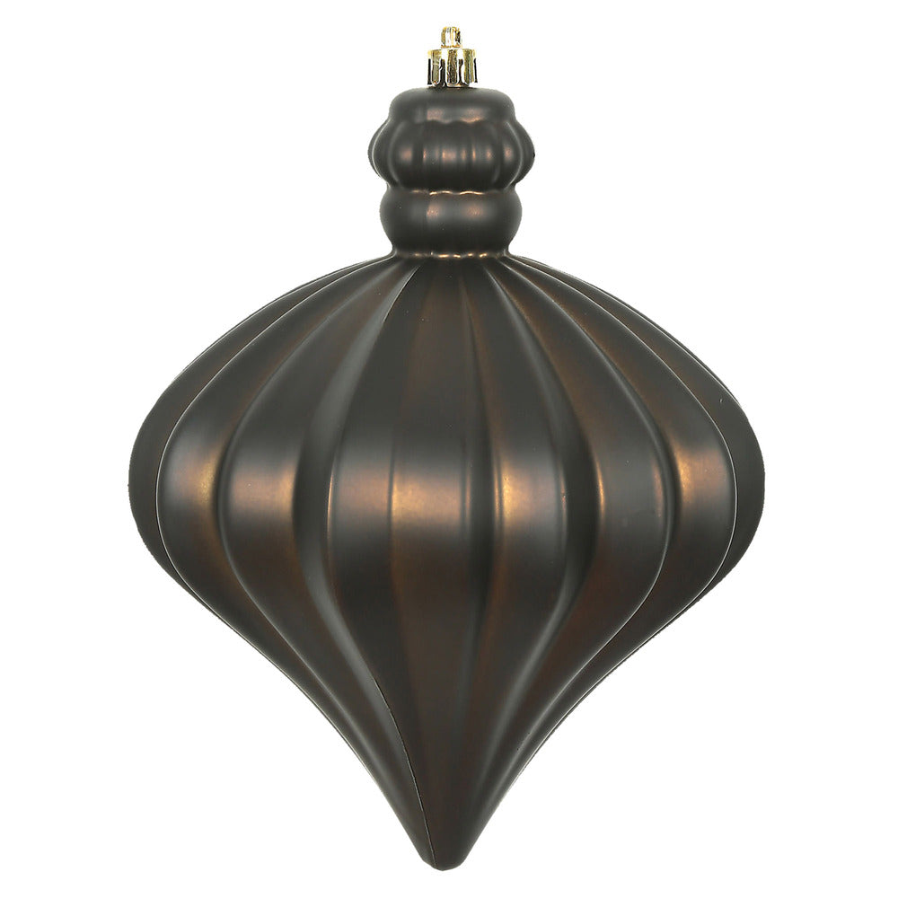 Vickerman 6" Chocolate Matte Onion Drop Christmas Ornament 4 per pack