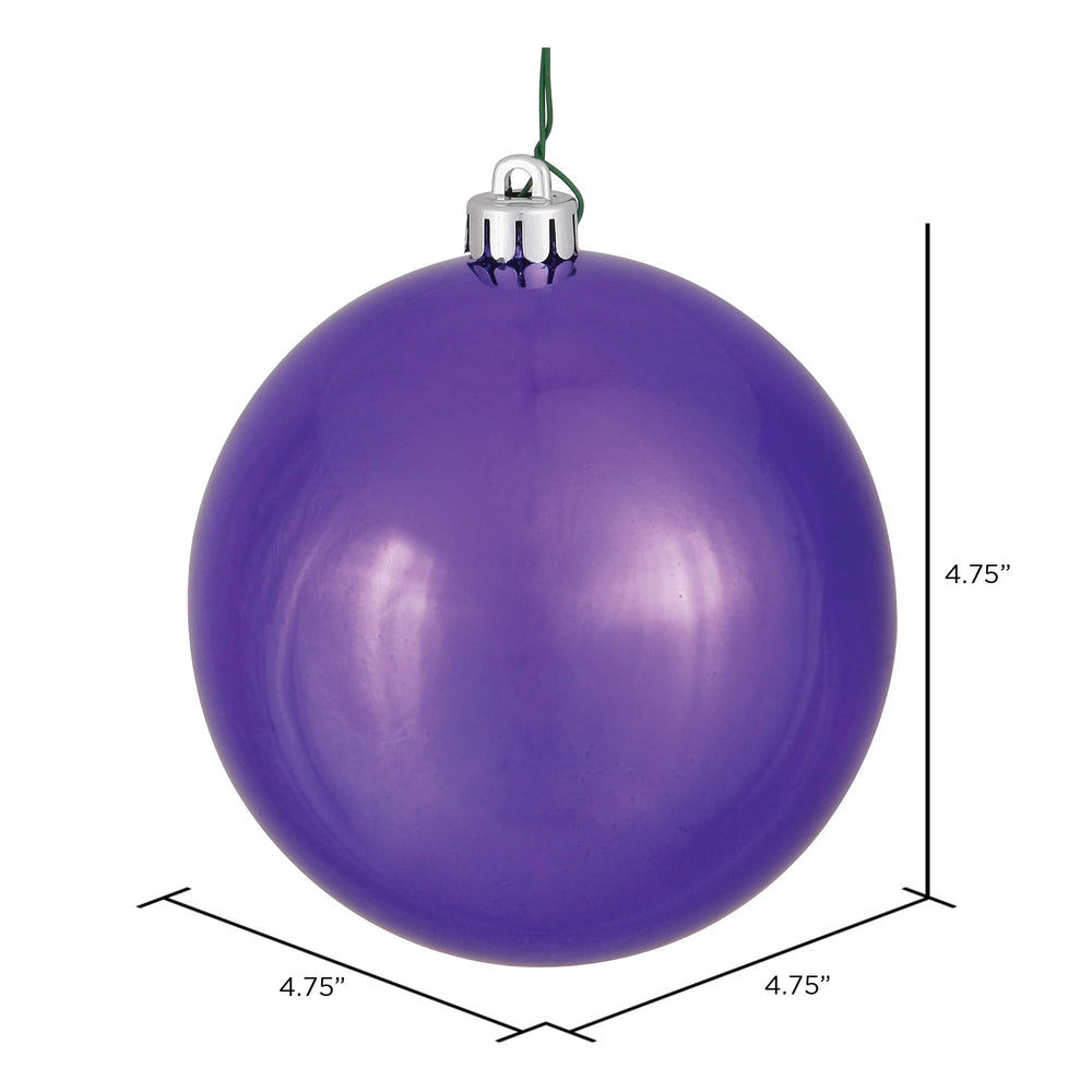 Vickerman 4.75" Plum Shiny Ball Ornament 4 per Bag