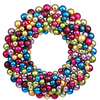 Vickerman 22" Multi-Colored Shiny and Matte Ball Wreath