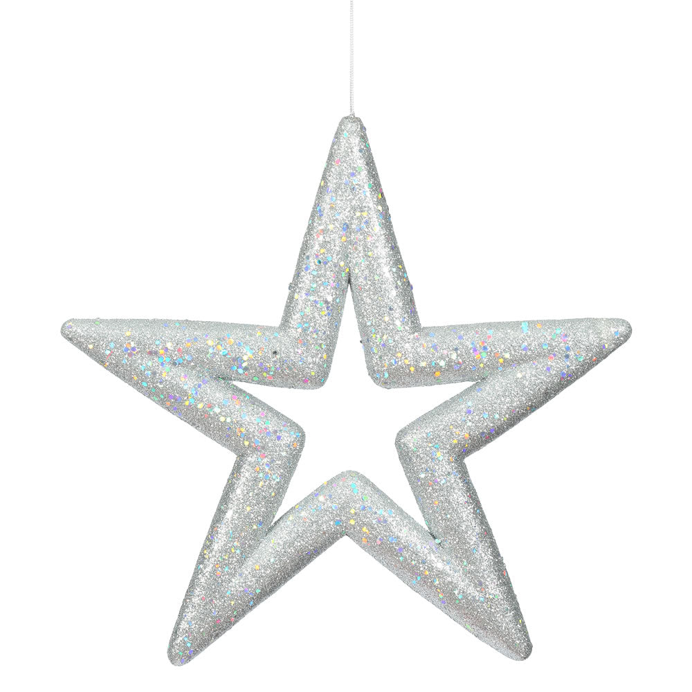 Vickerman 14" Silver Glitter Star Christmas Ornament