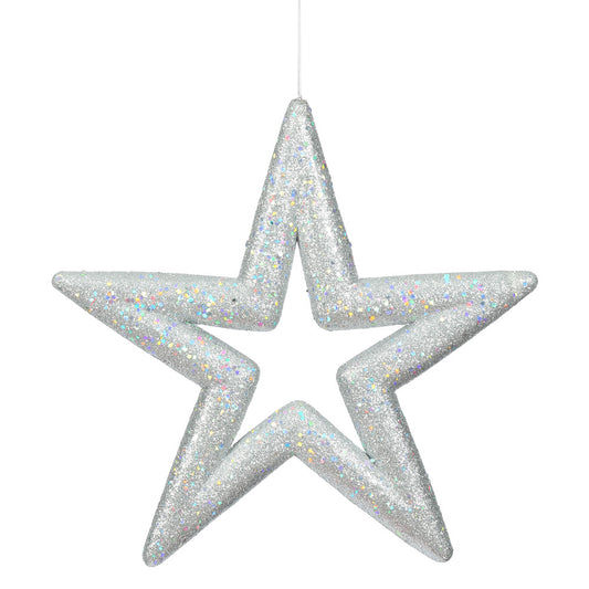Vickerman 14" Silver Glitter Star Christmas Ornament