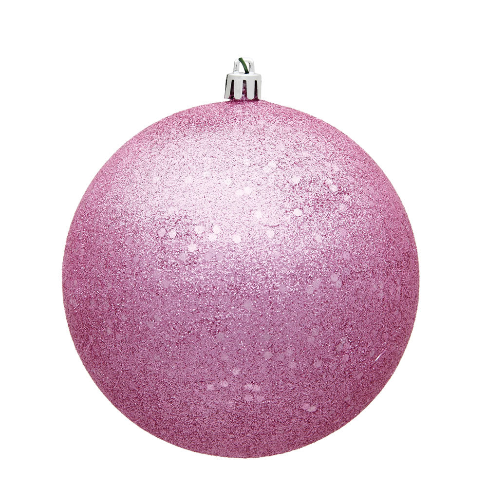 Vickerman 6" Pink Glitter Sequin Ball Ornament 4 per Bag