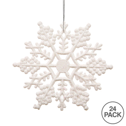 Vickerman 4" White Glitter Snowflake Christmas Ornament 24 per Box