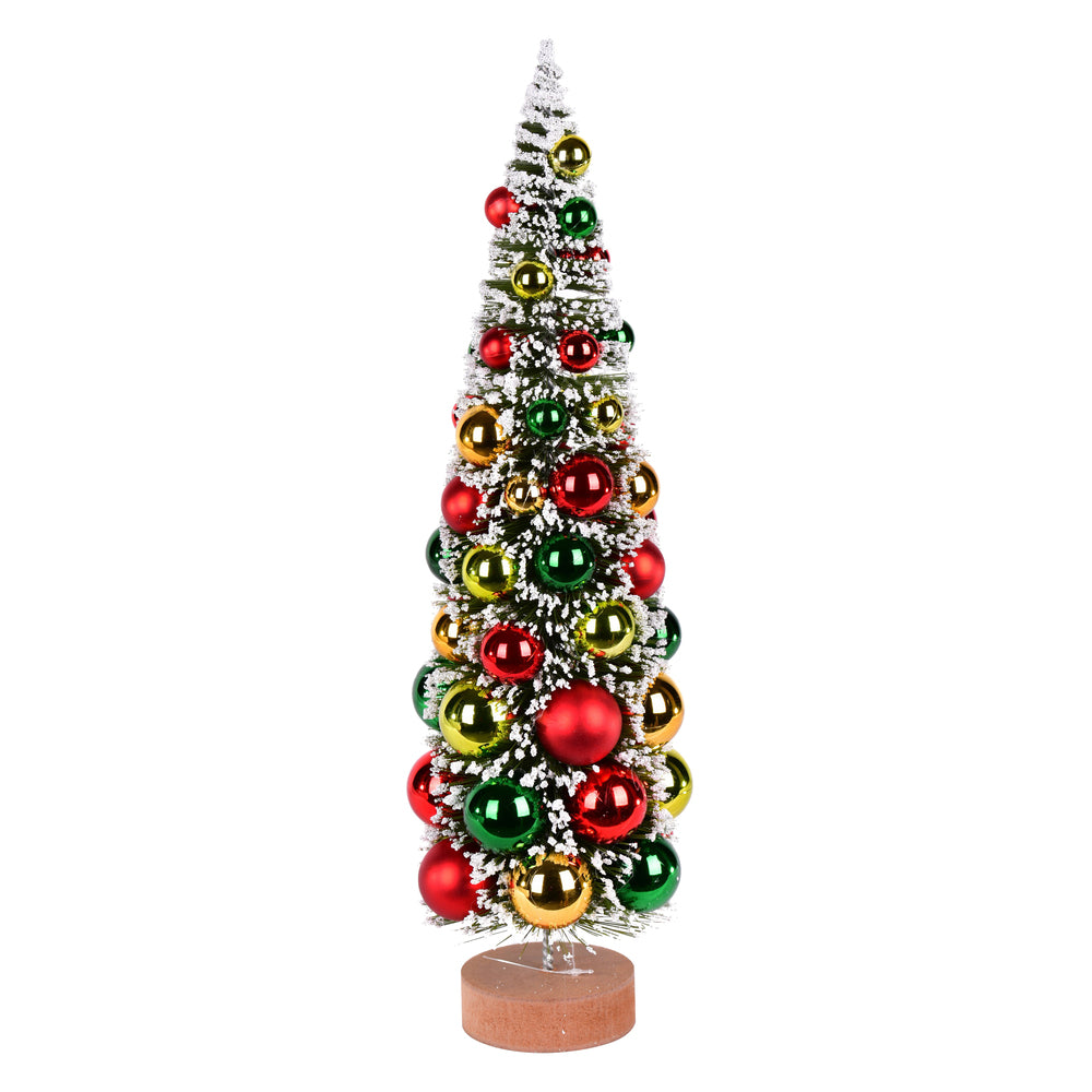 Vickerman 18" Vintage Tabletop Frosted Green Artificial Christmas Tree Red Frosted Green Gold Ornament