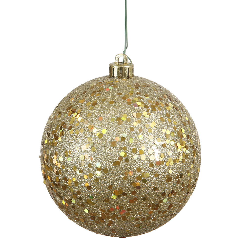 Vickerman 4.75" Gold Sequin Ball Ornament 4 per Bag