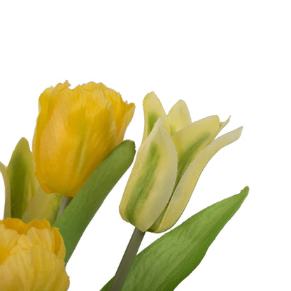 Vickerman 12" Artificial Yellow Tulip Bush.