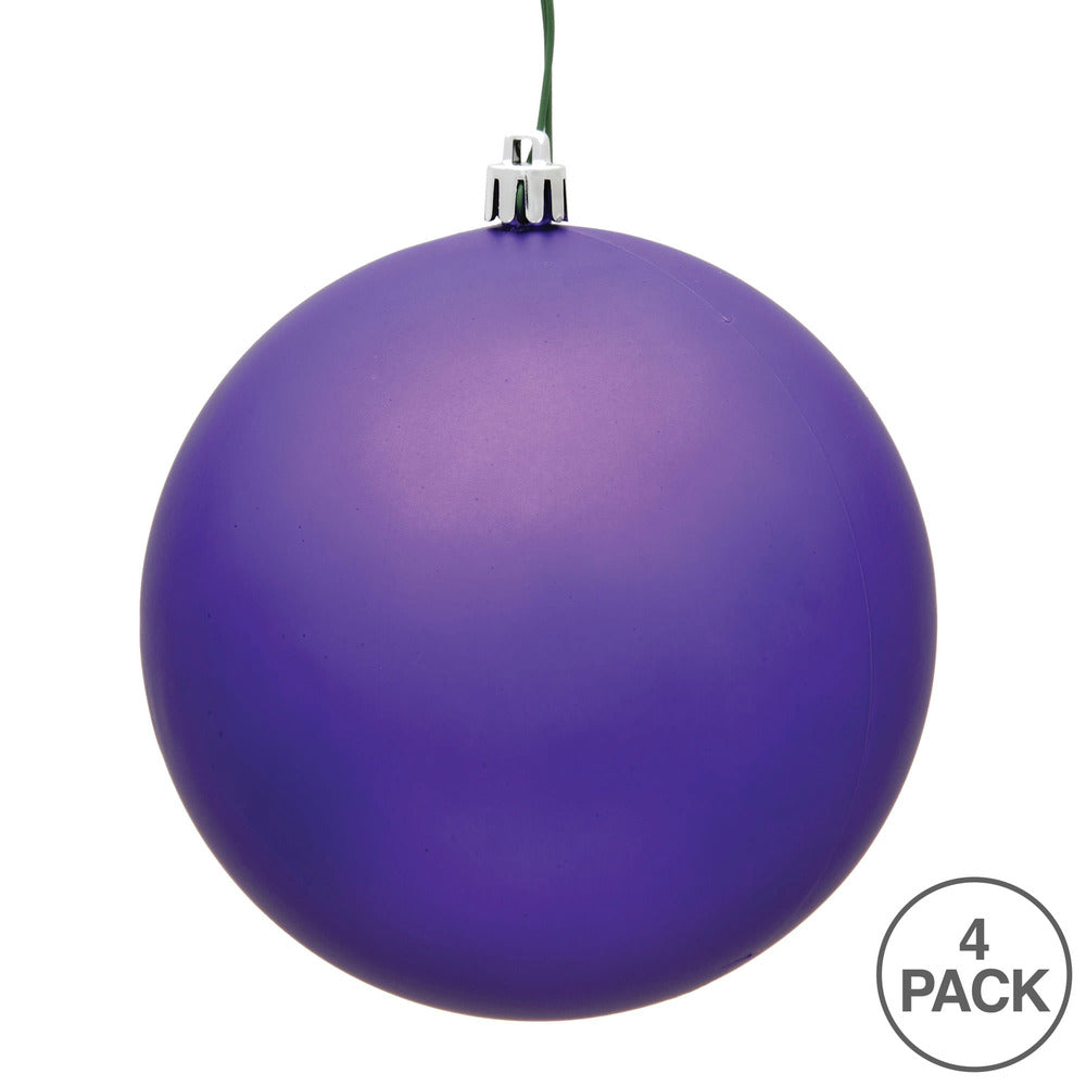 Vickerman 4.75" Purple Matte Ball Ornament 4 per Bag