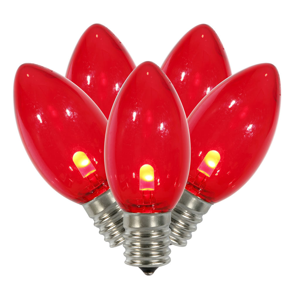 Vickerman C9 Transparent Plastic LED Red Dimmable Bulb bag of 25