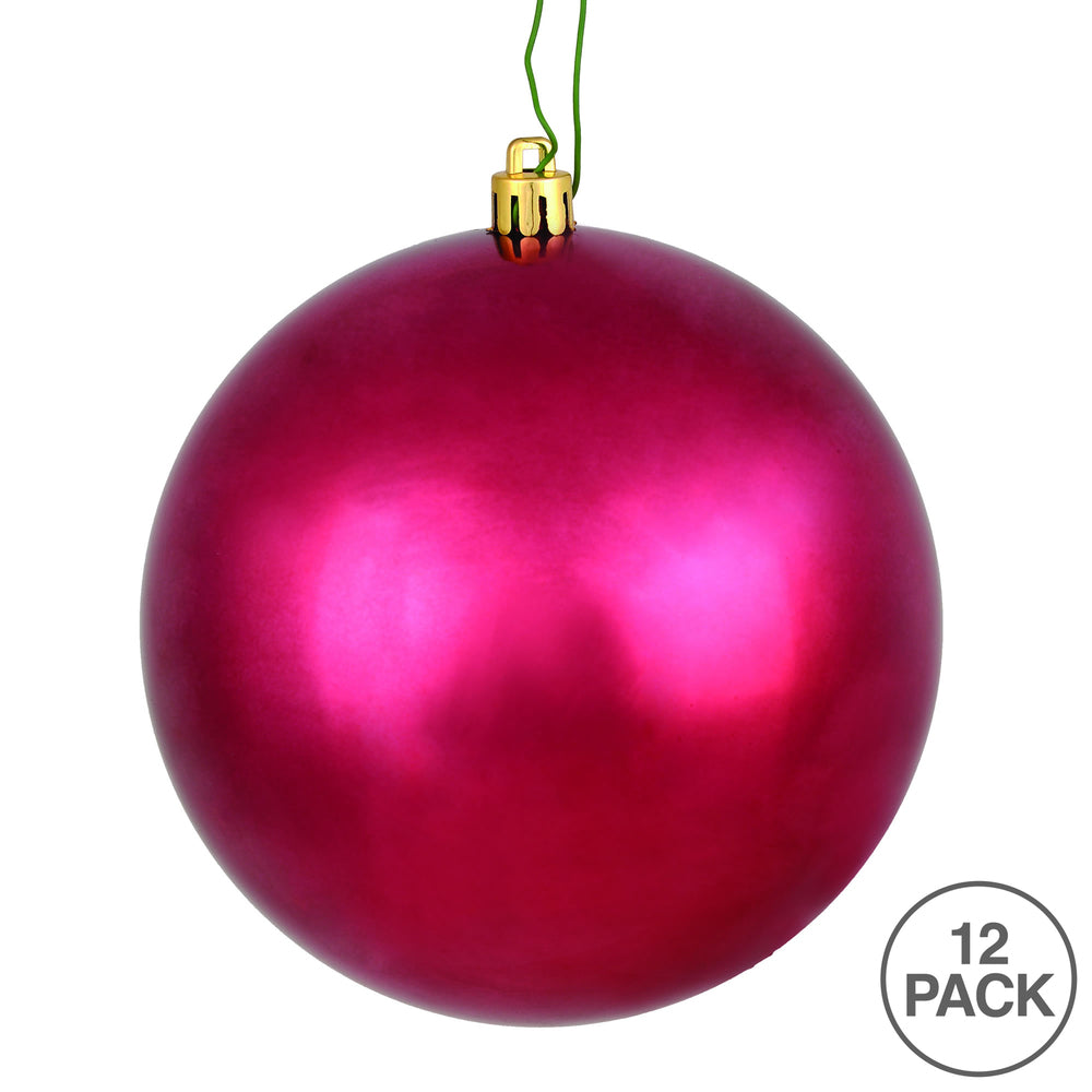 Vickerman 3" Berry Red Shiny Ball Ornament 12 per Bag