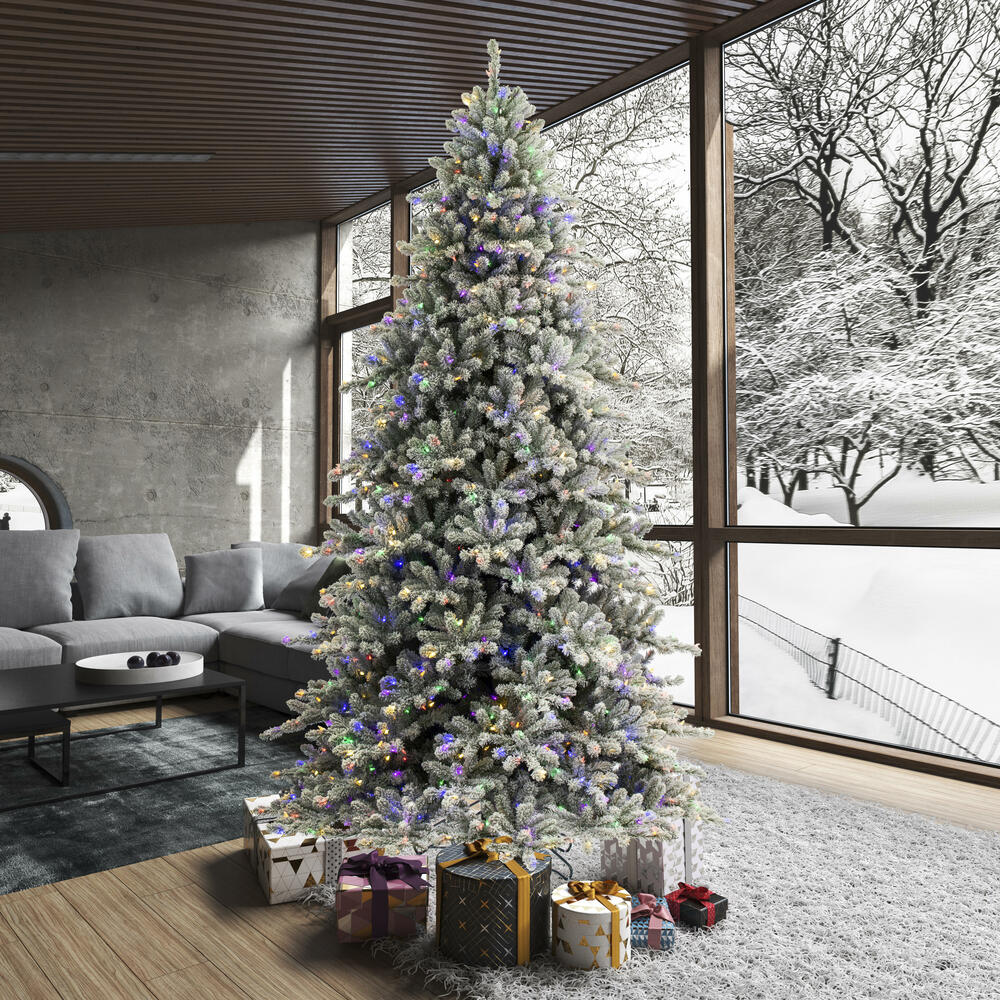 Vickerman 9' x 64" Flocked Bavarian Pine Artificial Pre-Lit Christmas Tree Multi-Colored Lights