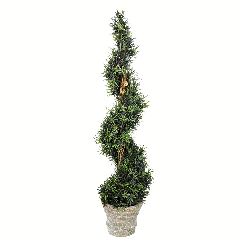 Vickerman 54" Artificial Potted Green Rosemary Spiral Tree in Paper Pot.
