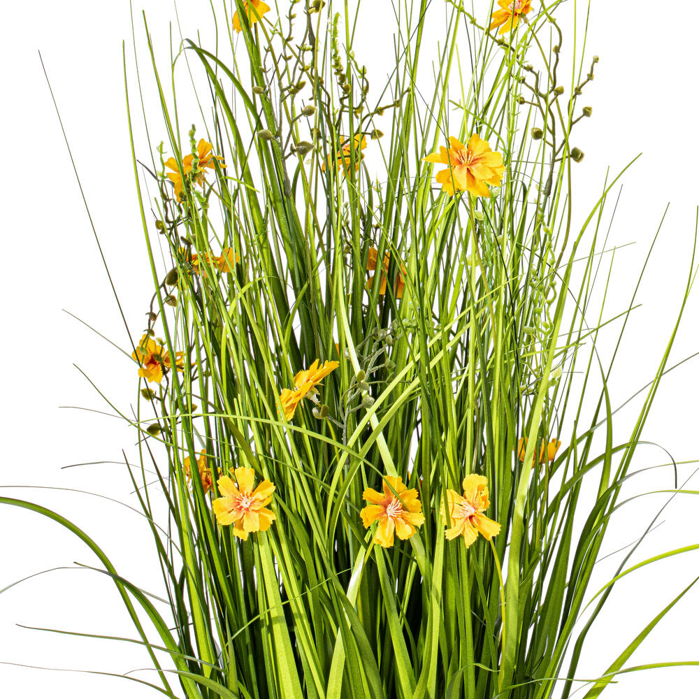 Vickerman 31" Artificial Potted Yellow Cosmos and Green Grass.