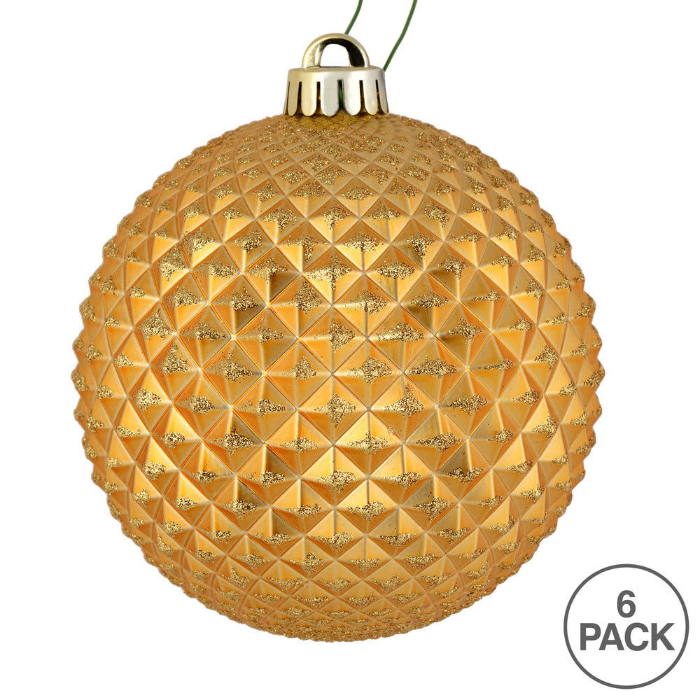 Vickerman 4" Copper Gold Durian Glitter Ball Ornament 6 per Bag