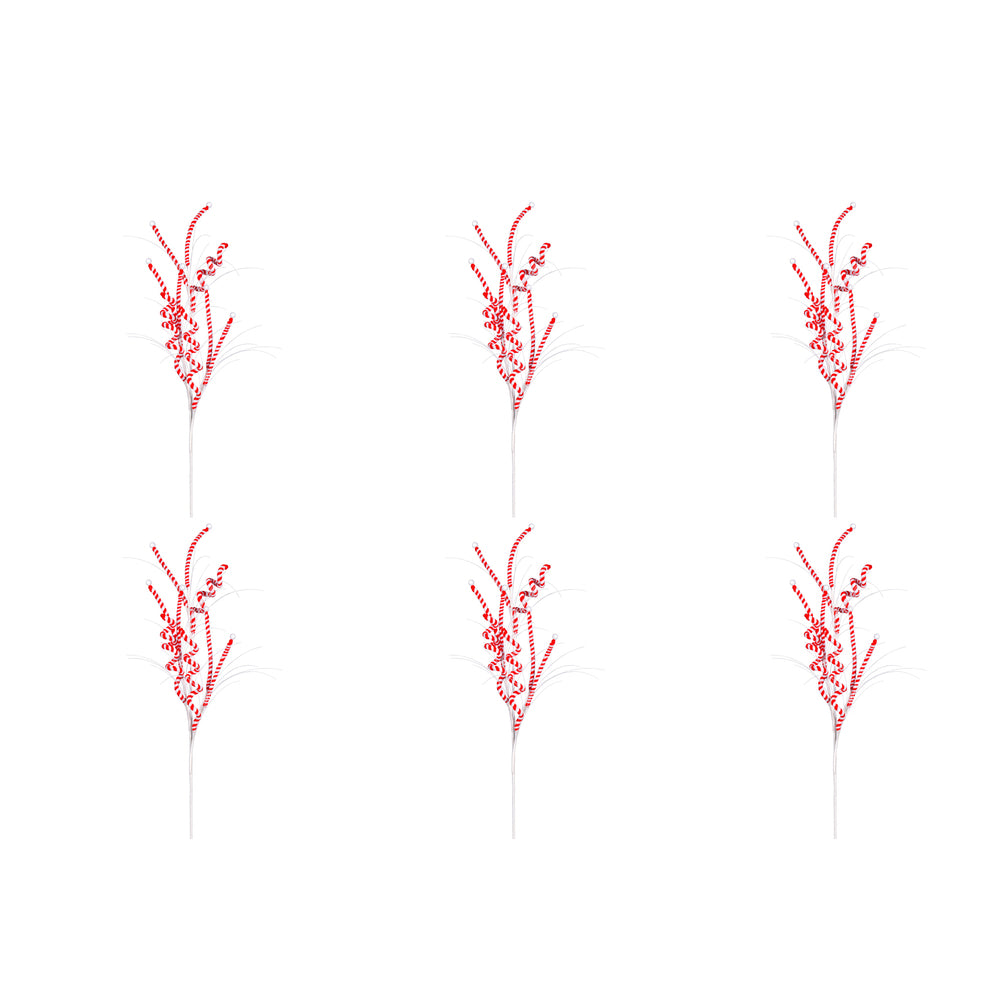 Vickerman Red/White Candy Cane Artificial Christmas Spray. Includes 6 sprays per pack.