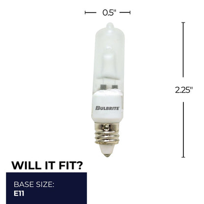 BULBRITE HALOGEN T4 MINI-CANDELABRA SCREW (E11) 50W DIMMABLE LIGHT BULB 2900K/SOFT WHITE 5PK (610052)