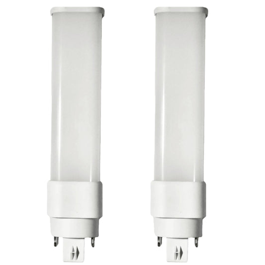 Damar- LED PL Horizontal Recessed Light Bulb Compact Fluorescent Retrofit Ballast Dependent G24Q/GX24Q 4-Pin Base 12W 800 Lumen 3000K Soft White 120-277V Pack of 2- Single Tube Replacement