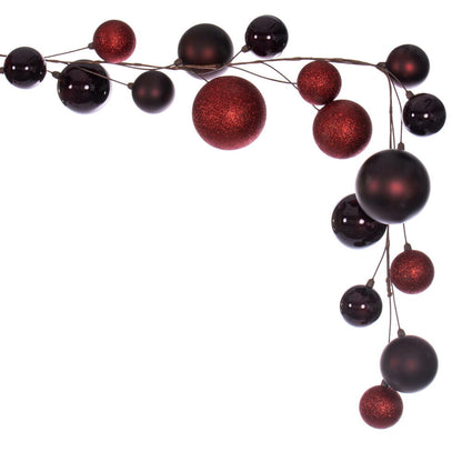 Vickerman 10' Burgundy Assorted Finish Branch Ball Ornament Garland.