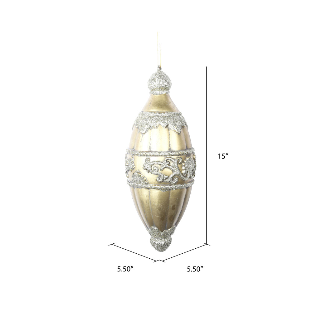 Vickerman 15" Gold Antique Swirl Drop Christmas Ornament