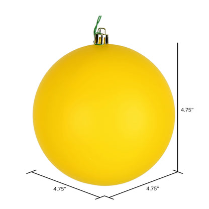 Vickerman 4.75" Yellow Matte Ball Ornament 4 per Bag