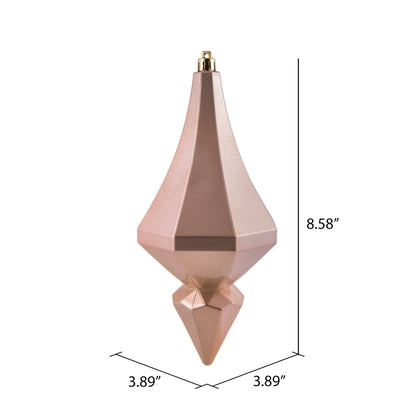 Vickerman 8" Rose Gold Candy Finish Diamond Finial Ornament Pack of 2