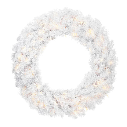 Vickerman 36" Crystal White Spruce Artificial Christmas Wreath with Pure White LED Mini Lights