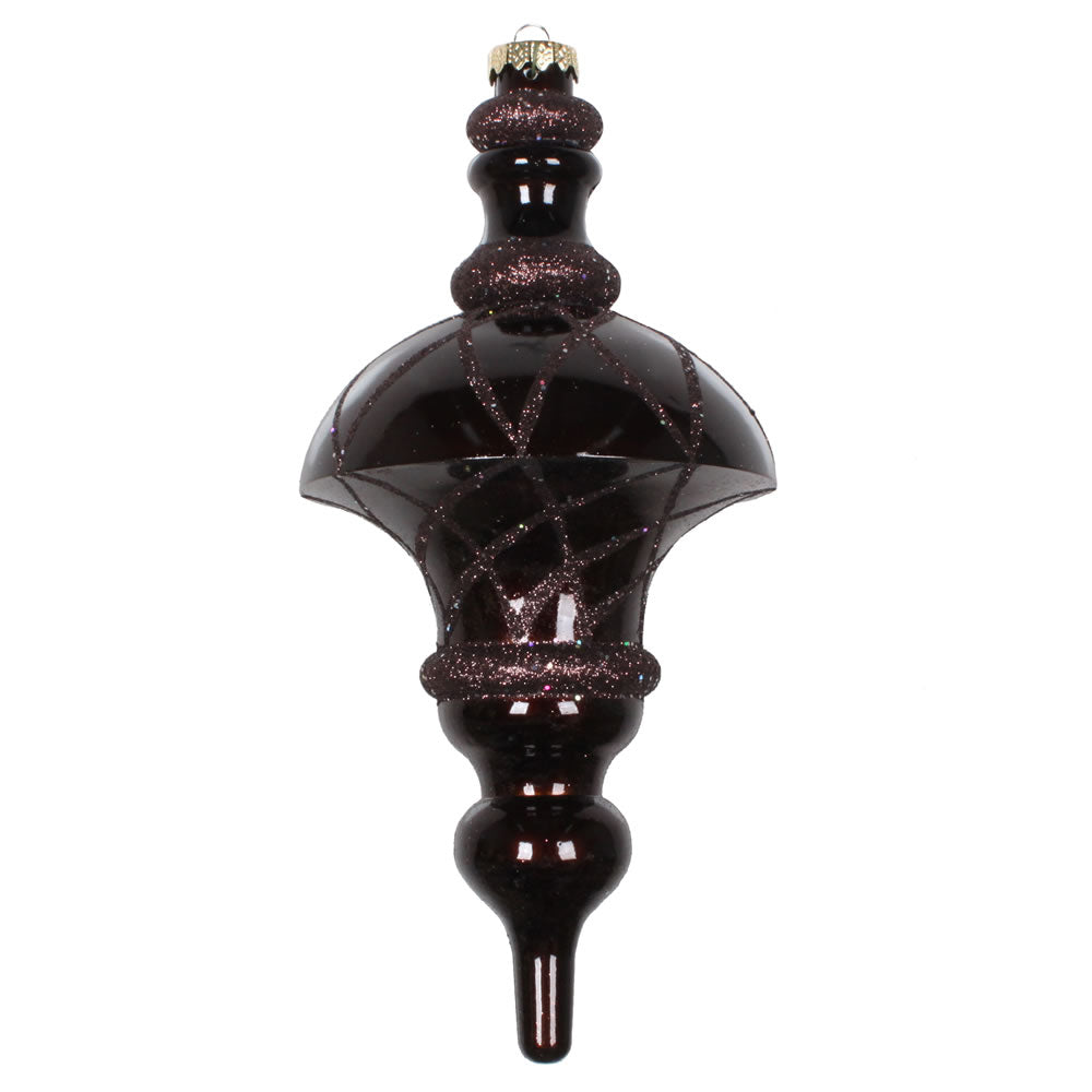 Vickerman 10" Chocolate Candy Finish Net Top Finial Ornament with Glitter Accents