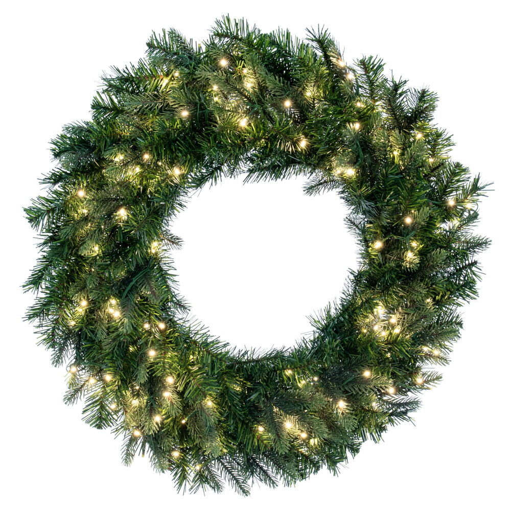 Vickerman 24" Douglas Fir Artificial Pre-Lit Wreath Warm White 3mm Low Voltage LED Wide Angle Lights.
