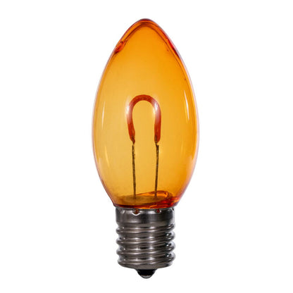 Vickerman C9 Transparent U-Shaped Filament Amber Bulb, E17 Base, .6 Watts, 25 Pcs Assorted/Bag.  Colors included are Blue, Red, Green, Purple and Amber.