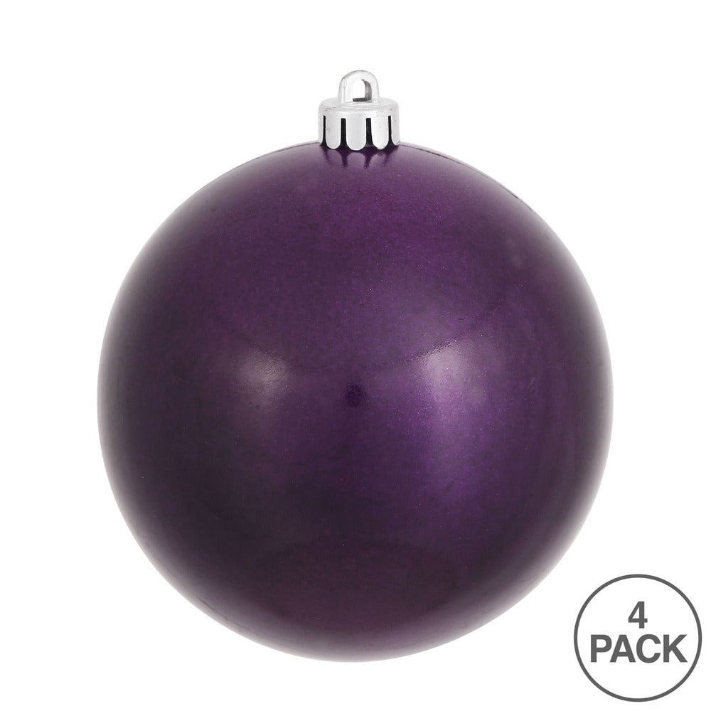 Vickerman 6" Plum Candy Ball Ornament 4 per Bag