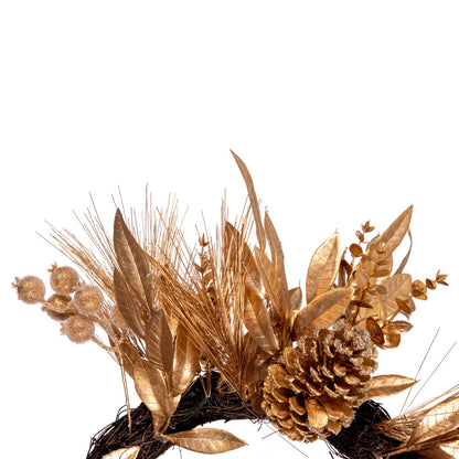 Vickerman 24" Artificial Gold Pinecone Needle Berry Christmas Wreath Unlit