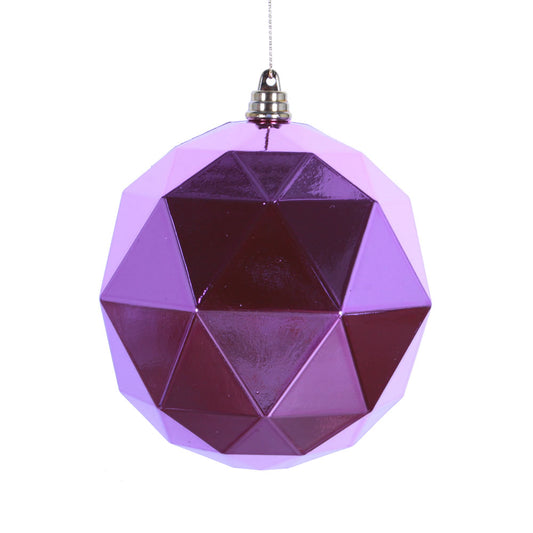 Vickerman 6" Orchid Geometric Ball Ornament Featuring a Shiny Finish. Comes 4 per bag