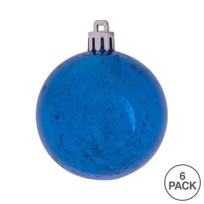 Vickerman 4" Blue Shiny Mercury Ball Ornament 6 per Bag