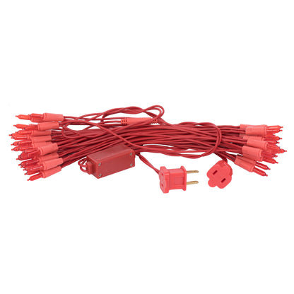 Vickerman 50 LED Red Dura-Lit Light on Red Wire, 37' Christmas Light Strand