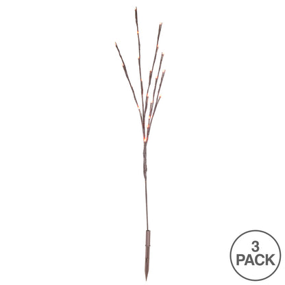 Vickerman 60 Orange Wide Angle LED Twig Light Set on Brown Wire Pack of 3