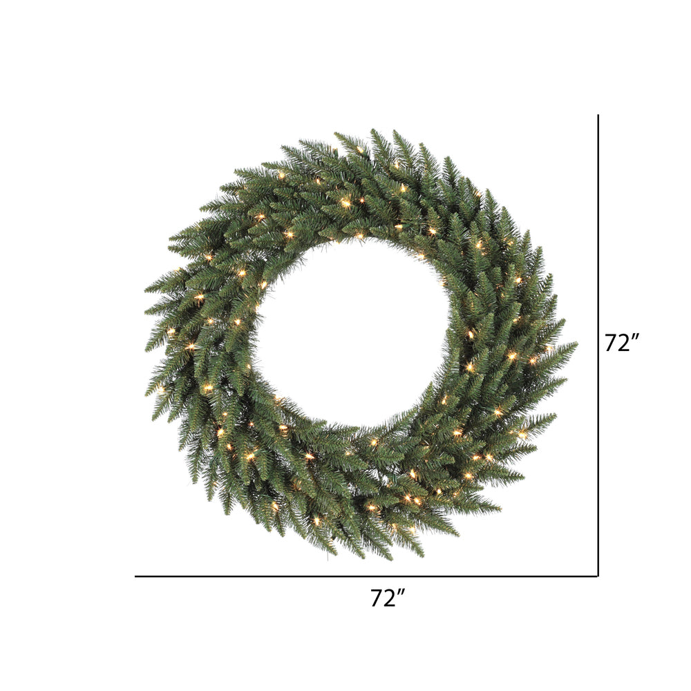 Vickerman 72" Camdon Fir Artificial Christmas Wreath with Warm White LED Mini Lights