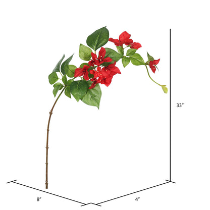 Vickerman 33" Red Single Bougainvillea Artificial floral Stem Set of 3
