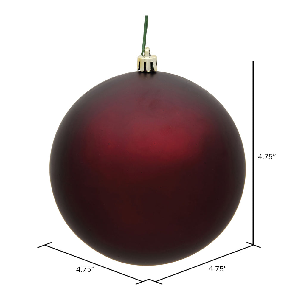 Vickerman 4.75" Burgundy Matte Ball Ornament 4 per Bag