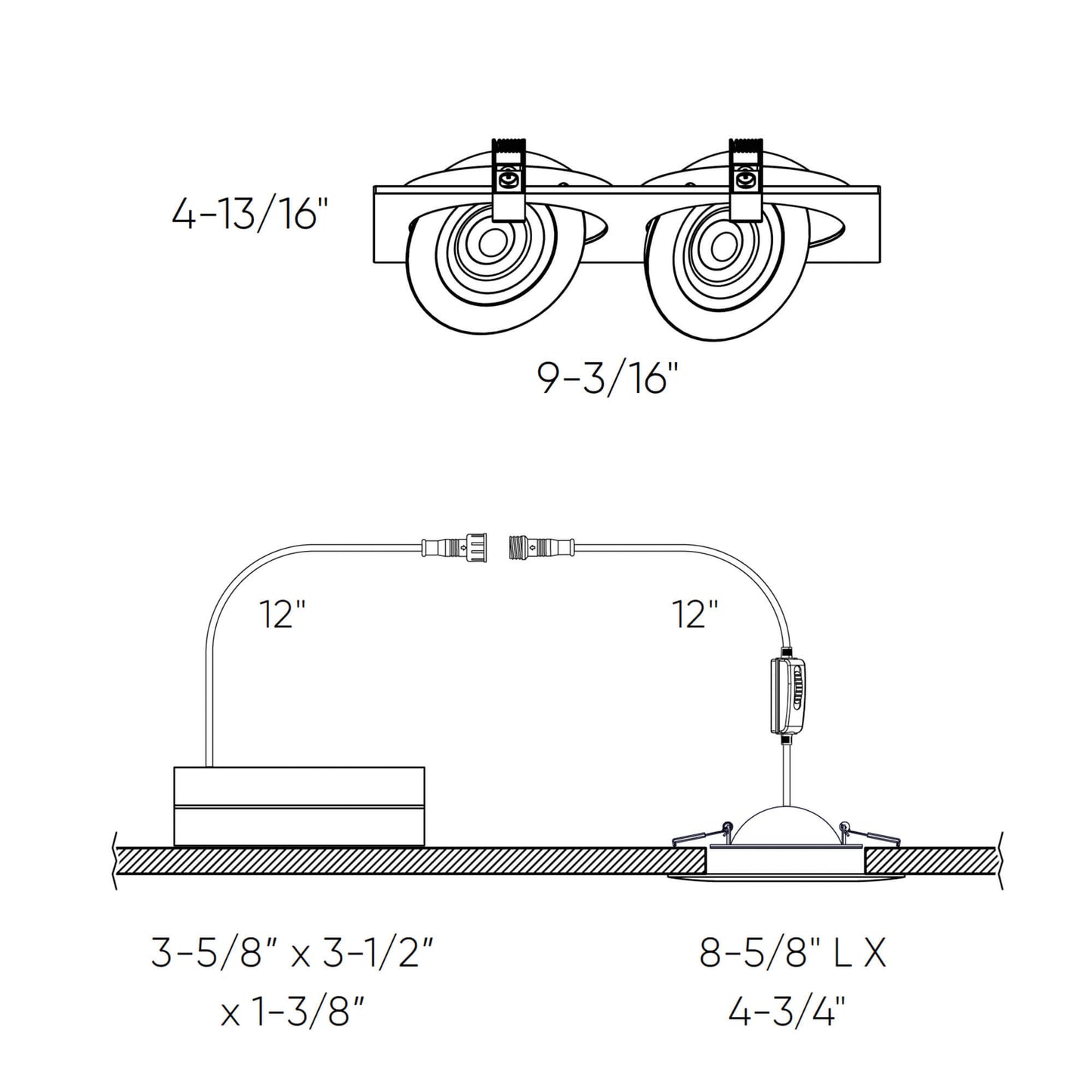 Dals Lighting Duo/Square Pivot 4" LED Flat Gimbal Downlight, 90° Tilt, CCT And Voltage Selectable