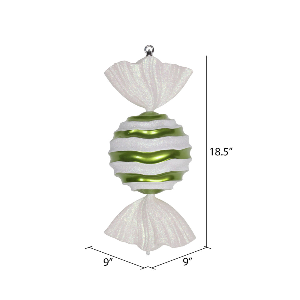 Vickerman 18.5" Lime-White Striped Wave Candy Christmas Ornament