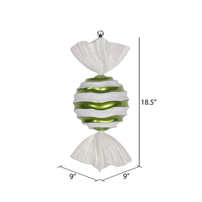 Vickerman 18.5" Lime-White Striped Wave Candy Christmas Ornament