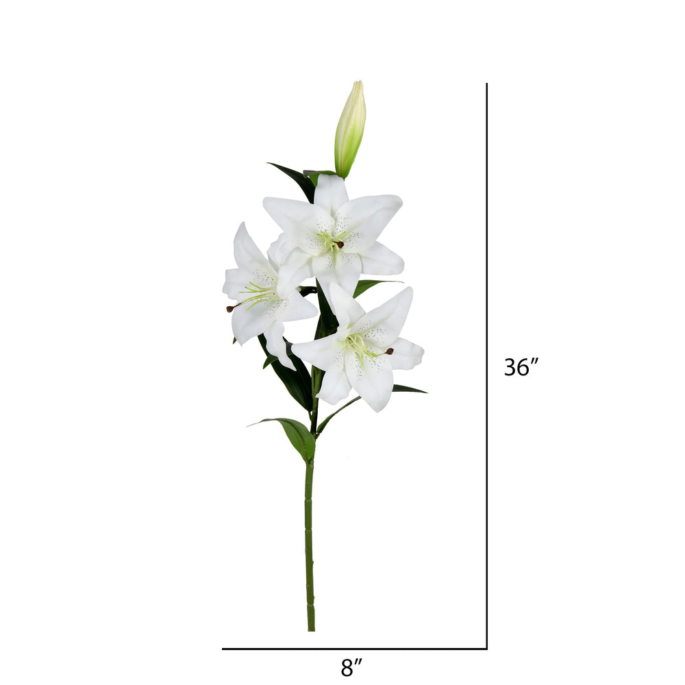 Vickerman 36'' Artificial White Real Touch Lily Spray. Includes 2 sprays per pack.