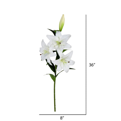 Vickerman 36'' Artificial White Real Touch Lily Spray. Includes 2 sprays per pack.