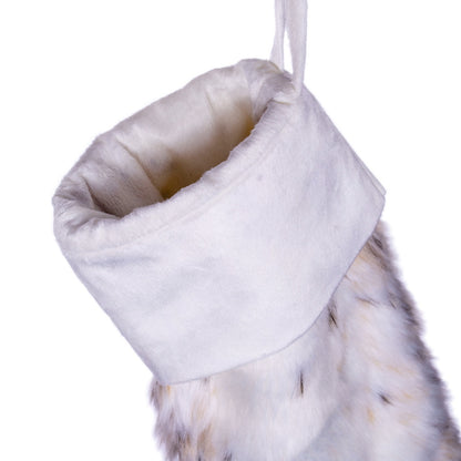 Vickerman 20" x 8" Snow Lynx Faux Fur Stocking