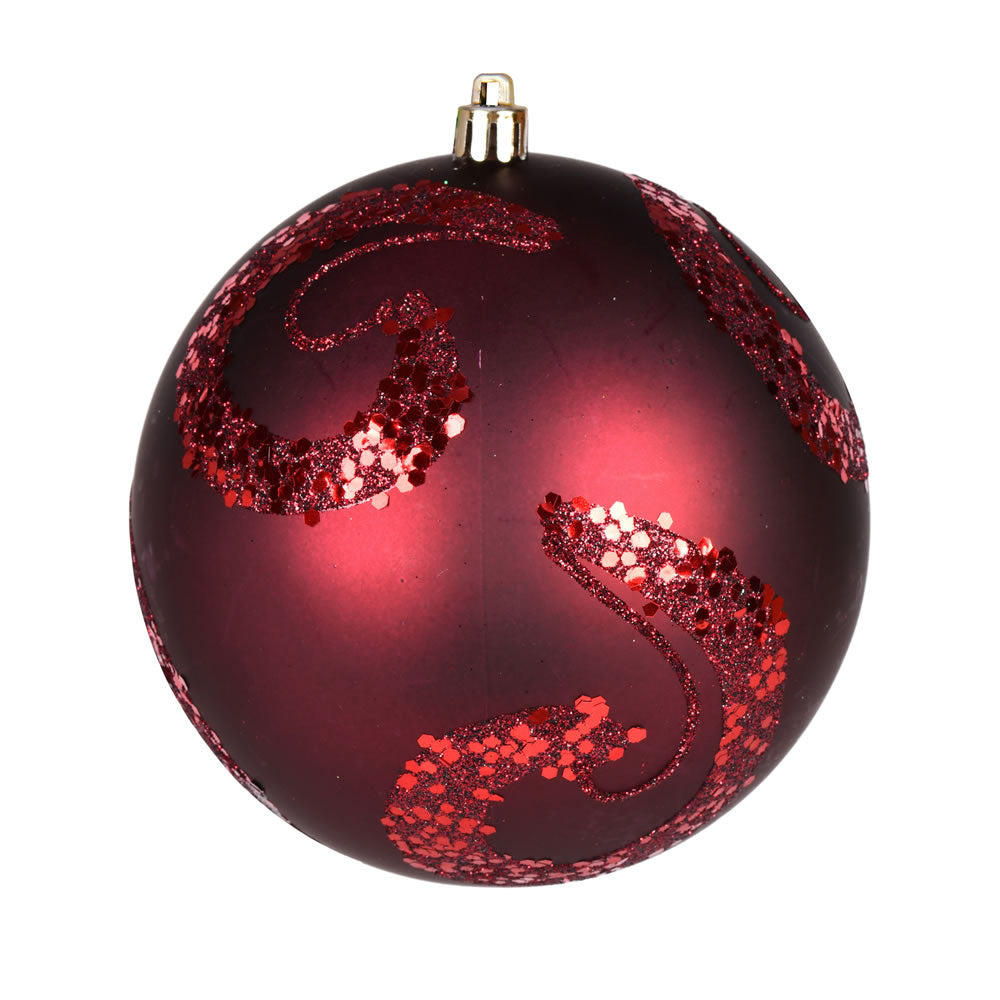 Vickerman 4" Wine Matte Sequin Swirl Ornament 6 per Bag
