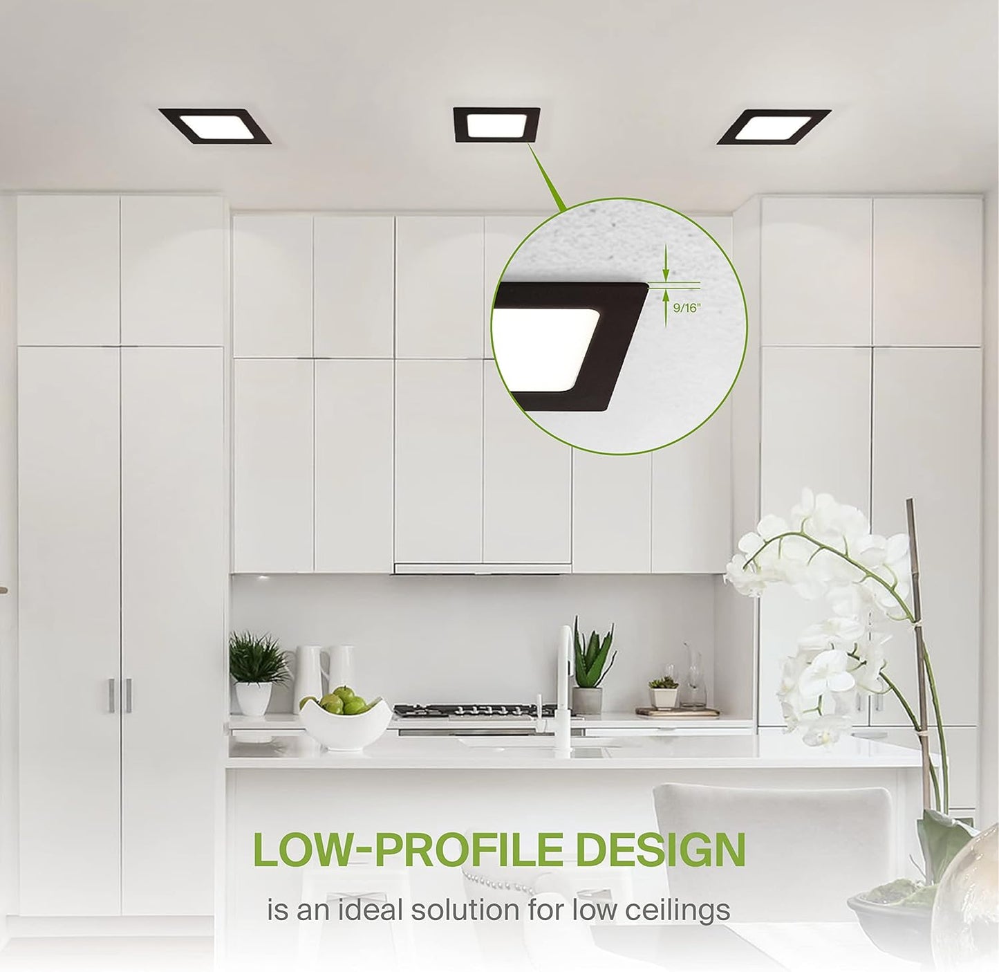 ASD Lighting LED Recessed Mini Panel Square 4inch 12W 120V Triac 2700/3000/3500/4000/5000K Black UL Energy Star 6 pack