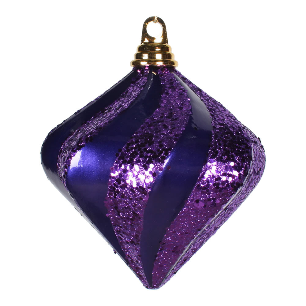 Vickerman 6'' Purple Candy/Glitter Swirl Diamond Christmas Ornament