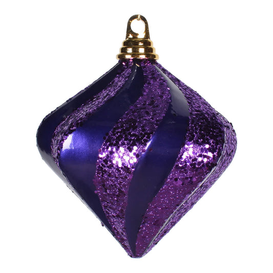 Vickerman 6'' Purple Candy/Glitter Swirl Diamond Christmas Ornament