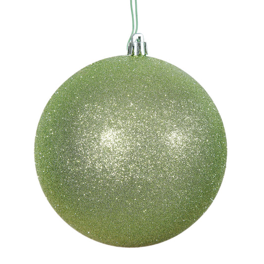 Vickerman 6" Celadon Glitter Ball Ornament 4 per Bag